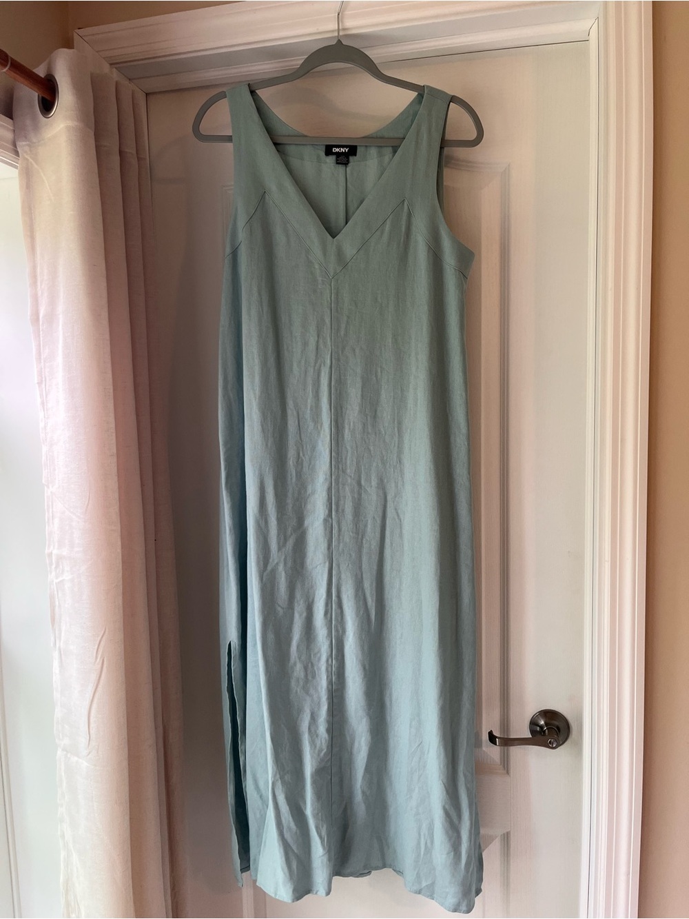 DKNY Mint Green V-Neck Sleeveless Maxi Dress